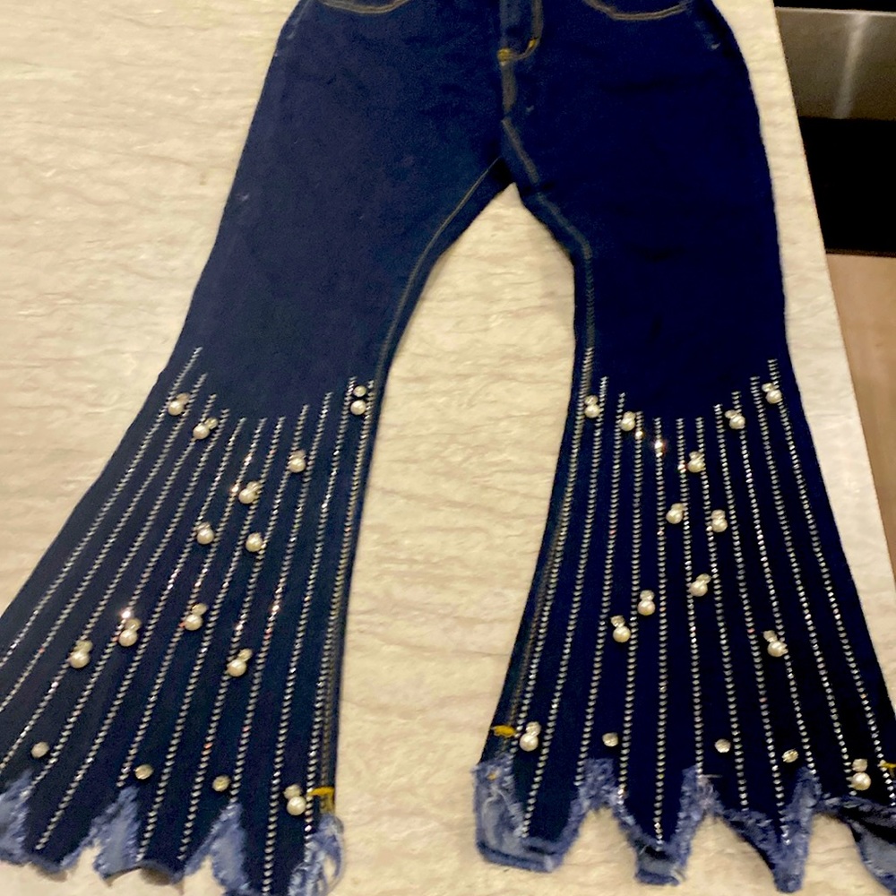 Diamond and pearl demin jeans
